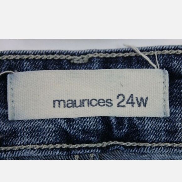 Maurices High Rise Distressed Raw Hem Jeans Stretch Denim Plus Sz 24W - Picture 5 of 6
